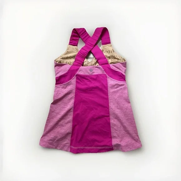 Lululemon Tank Top Womens 4 Pink Push Your Limits Built In Bra Activewear Yoga - Picture 4 of 5